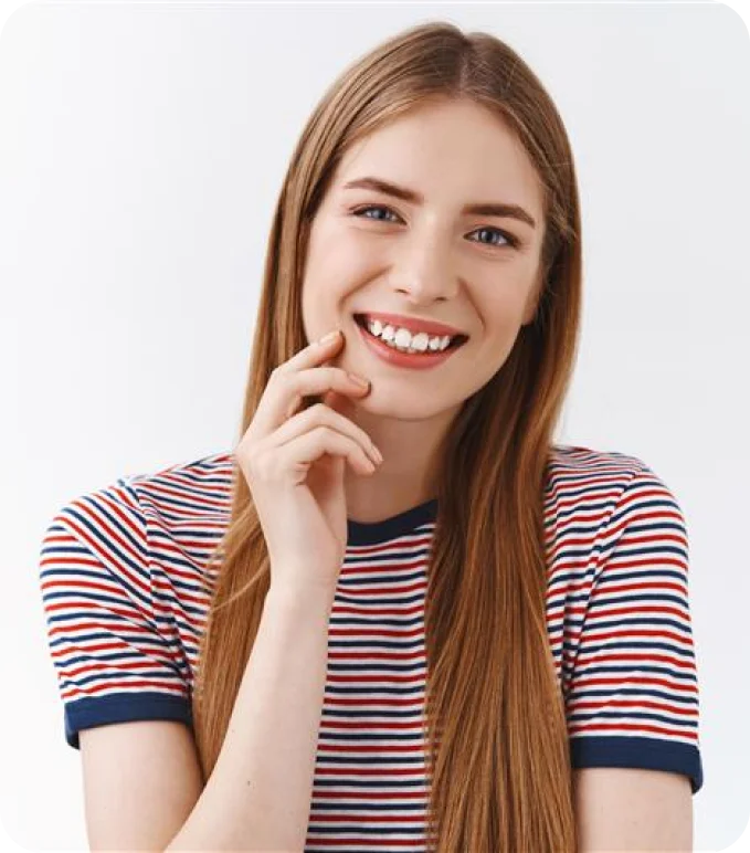 Smiling woman in striped shirt